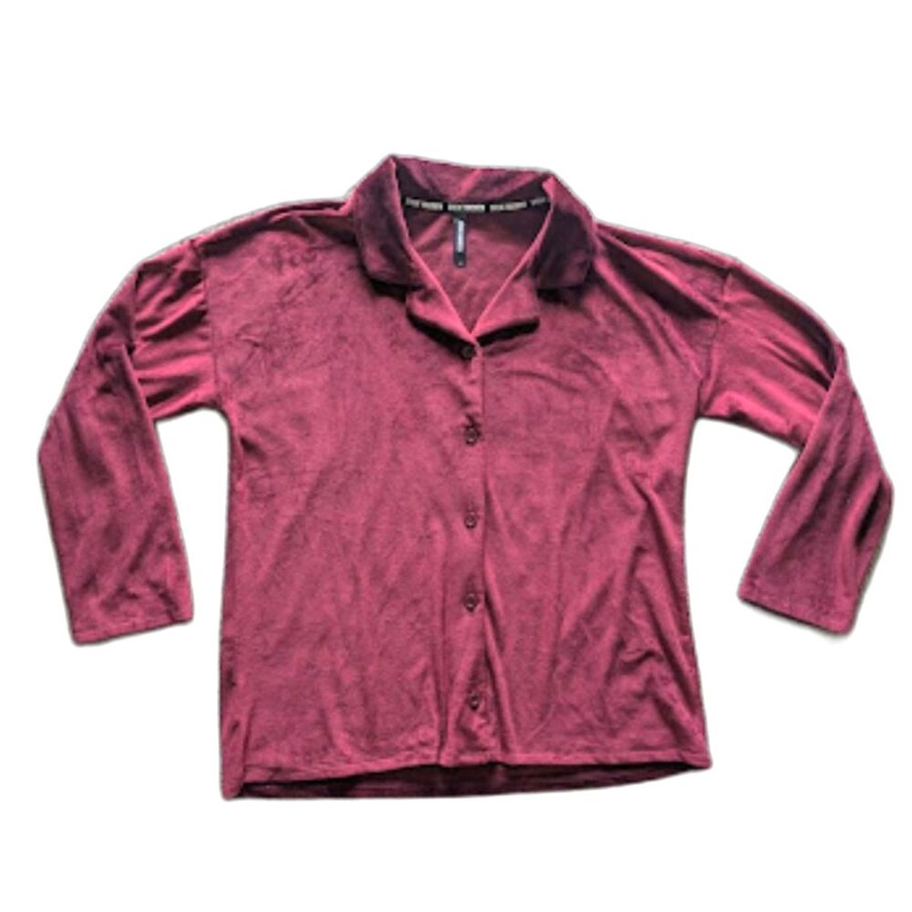 Steve Madden Dark Red Burgundy Velvet Button Down Shirt Sz M